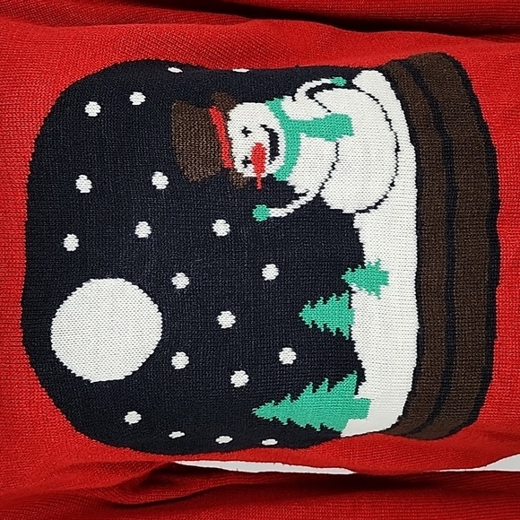 GMI Women's Ugly Christmas Sweater Knit Red Snow Globe Snowman Crew Neck Sz M/L - Picture 4 of 9